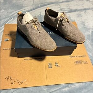 COLE HAAN MEN'S 10 ZEROGRAND WINGTIP OXFORD IRONSTONE STITCHLITE IVORY C24944